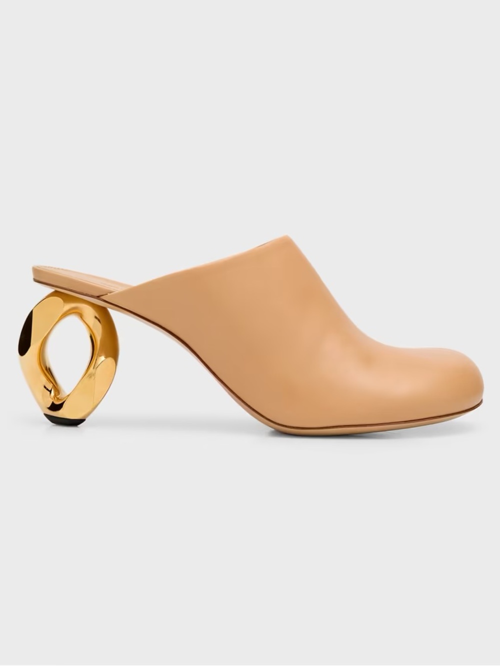 JW Anderson Lambskin Chain Heel Slip-On Mules Tan Size 38.5 NWOB